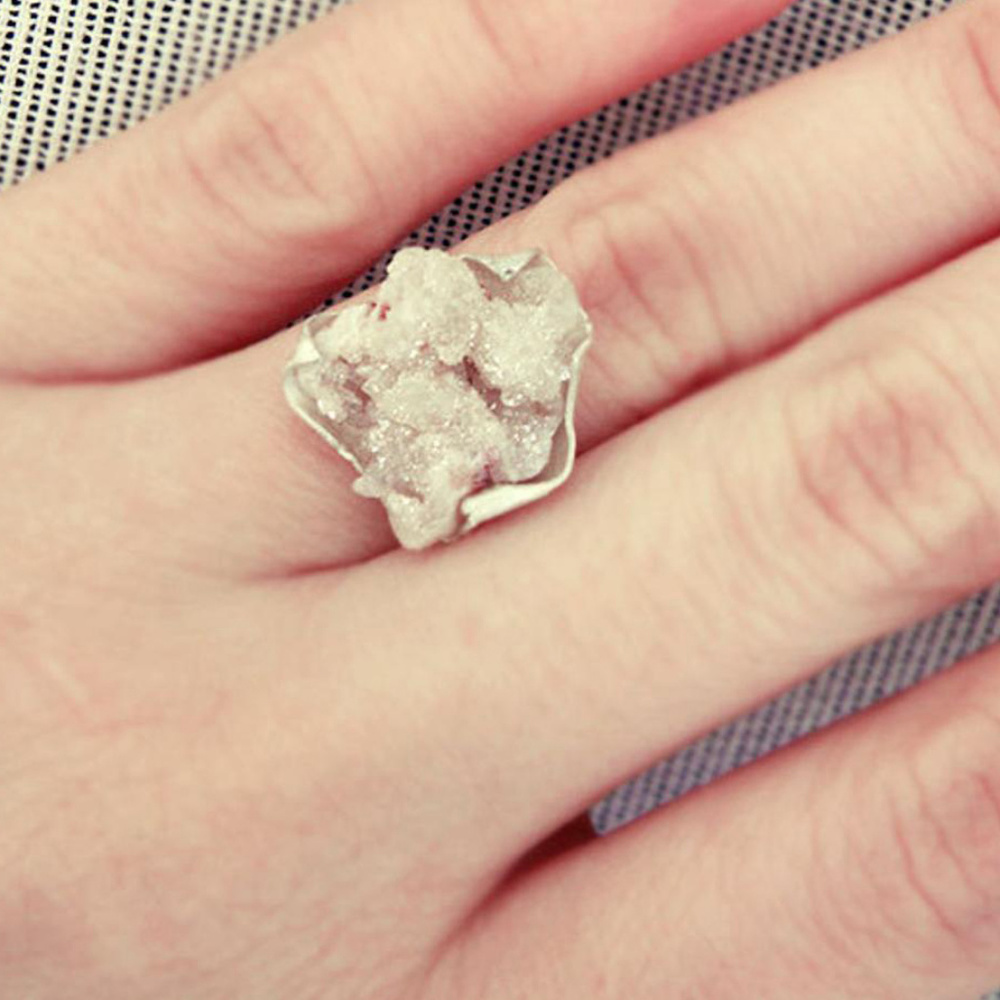 Crystal Druzy ring light pink size 7